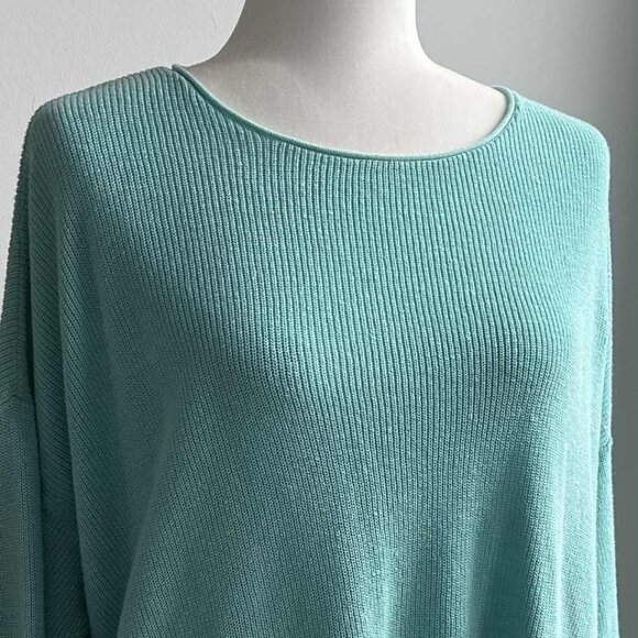 Eileen Fisher Seafoam Italian Organic Linen-Cotton Knit Boatneck Sweater – US XL - Picture 8 of 11